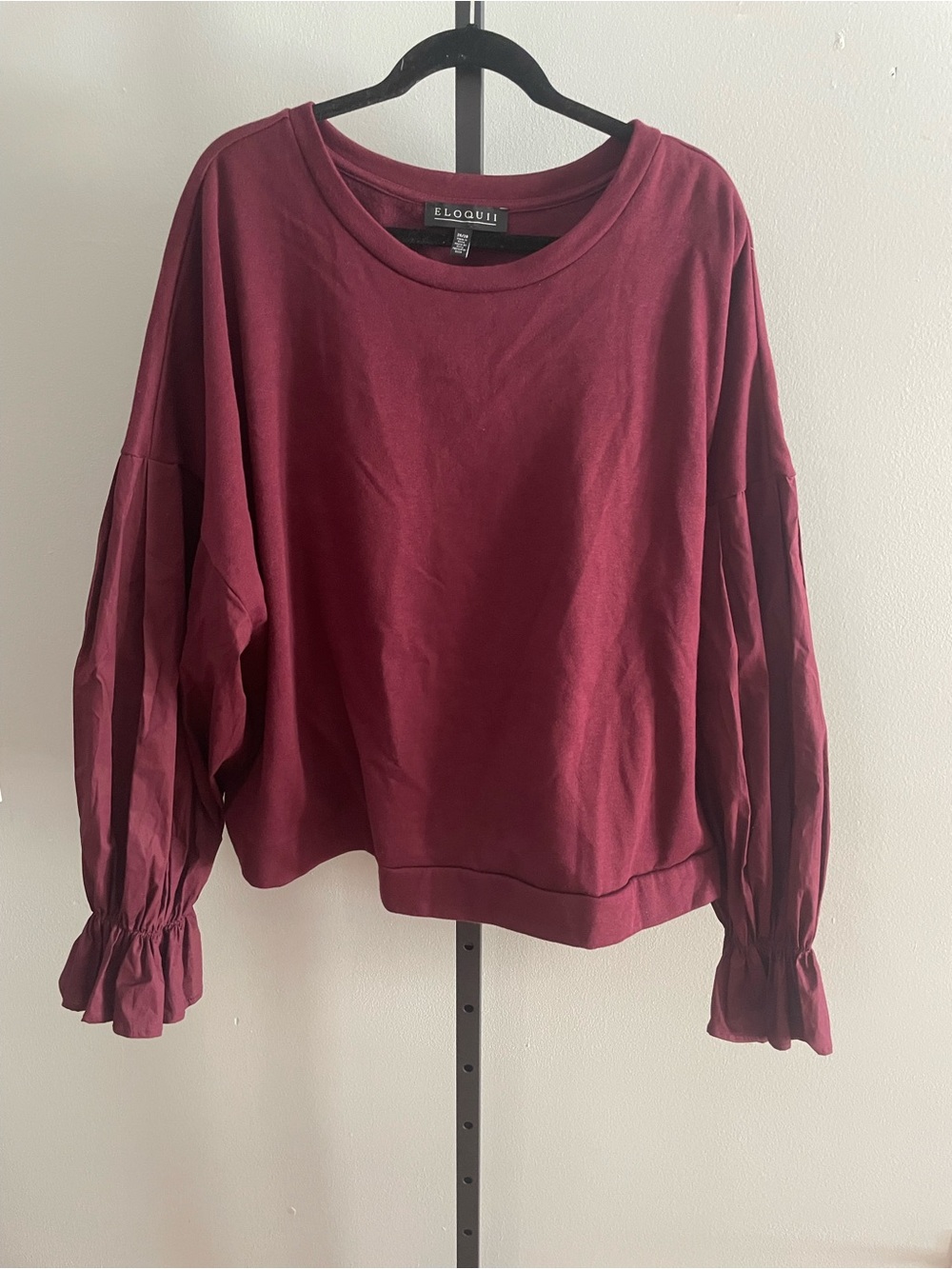 Eloquii Mixed Media Maroon Sweater Blouse Size 26/28